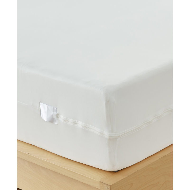 Queen White Polyester Waterproof Zippered Mattress Protector