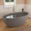 Fslefay 63'' Terrazzo Freestanding Solid Surface Concrete Soaking Bathtub