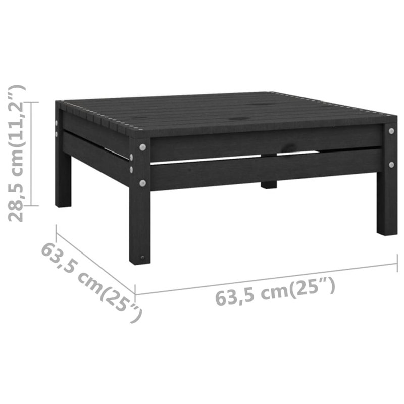 Sheniah Pine Outdoor Ottoman, Black