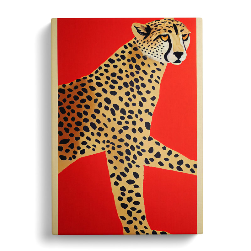 Arife Retro Cheetah Art - Wall Art, 50cm H x 35cm W x 3cm D, No frame