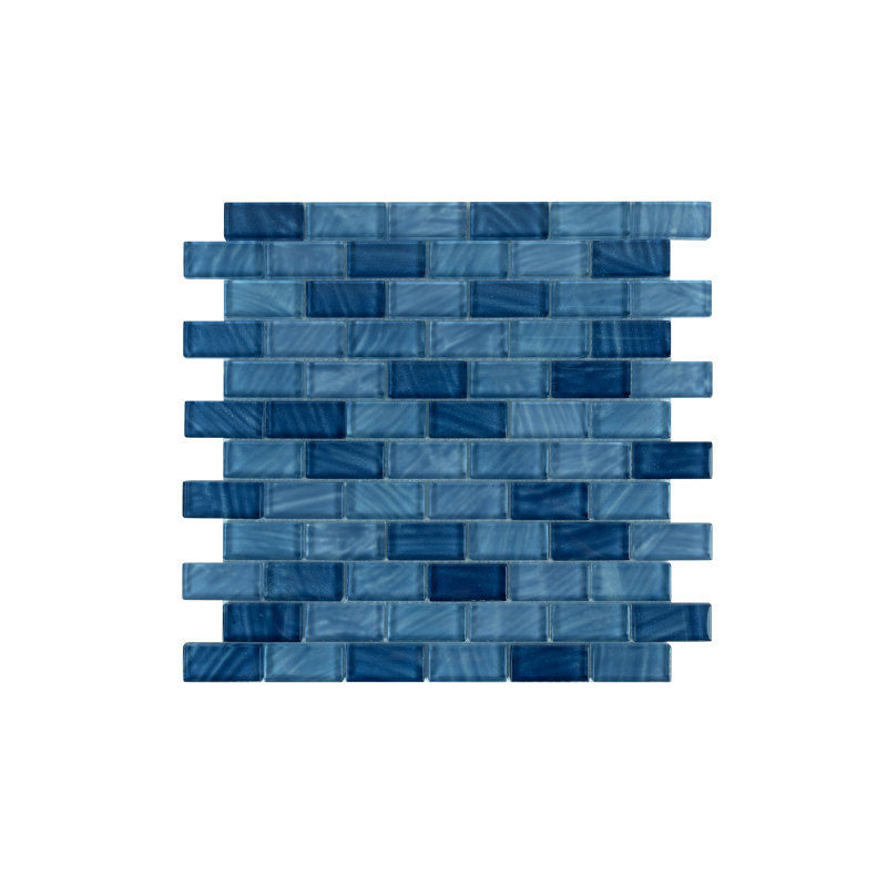 Impressions 1" x 2" Straight Edge Glass Mosaic Tile, Ocean Wave