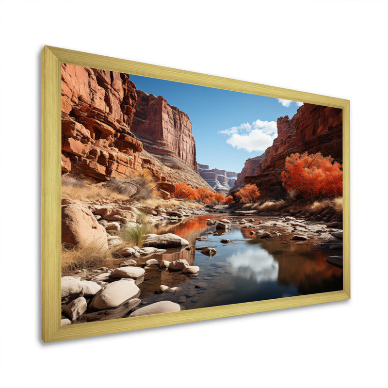 Canyon - passage intemporel II - impression, H 34 po x l 44 po x P 1,5 po, Encadrement doré
