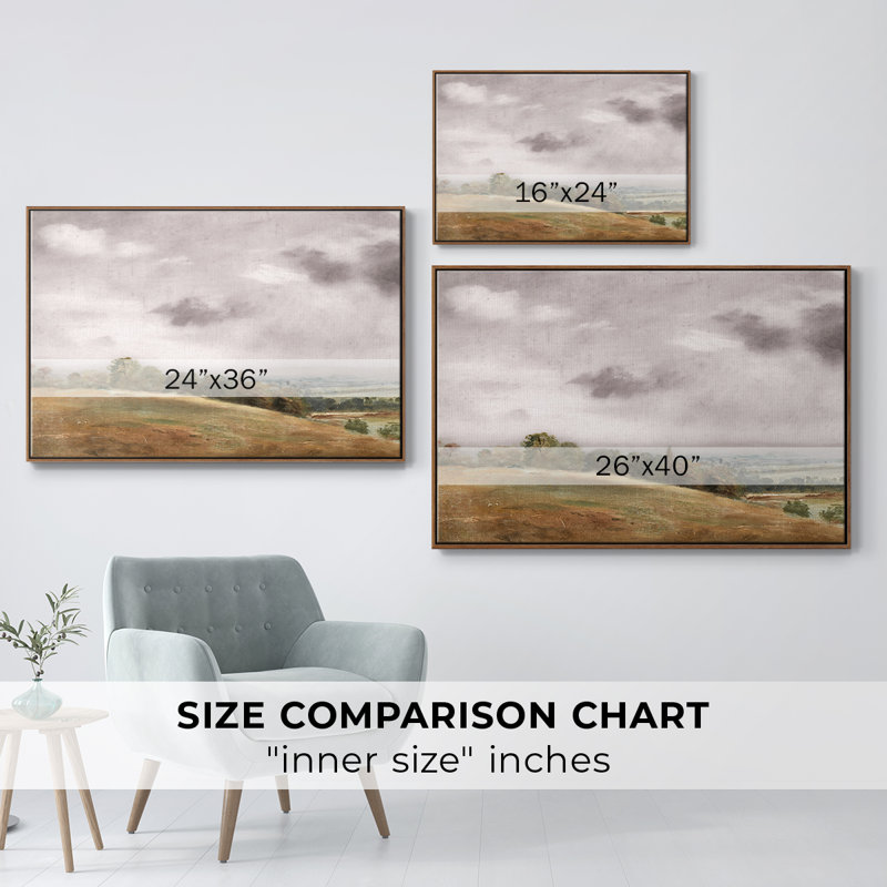 Paysage rétro DCCDXCIX - reproduction sur toile flottante, Walnut Floater Framed Canvas, H 25 po x l 37 po