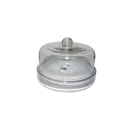 Cake Recycled Glass Dome W/Plate