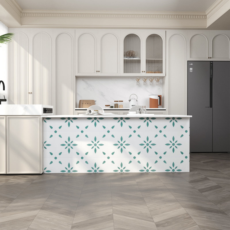 11,81 po X 11,81 po Tuile de dosseret en vinyle vert pour mur de cuisine et de salle de bain (paquet de 10 / 9,69 pieds carrés)