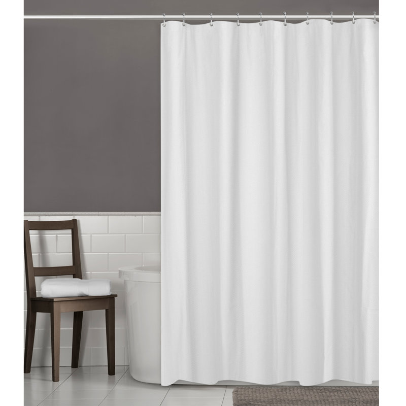 Doublure de rideau de douche simple en tissu imperméable à chevrons Sayer, Blanc