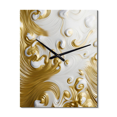 Horloge murale Smooth Gold Elegant Minimal Retro Glam Wave - Abstract Shapes