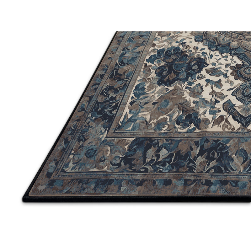 Tapis noir soyeux et moelleux, Rectangle 7 pi x 9 pi