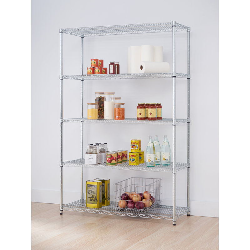 TRINITY EcoStorage Chrome 5-Tier Steel Wire Shelving Unit (48 in. W x 72 in. H x 18 in. D)