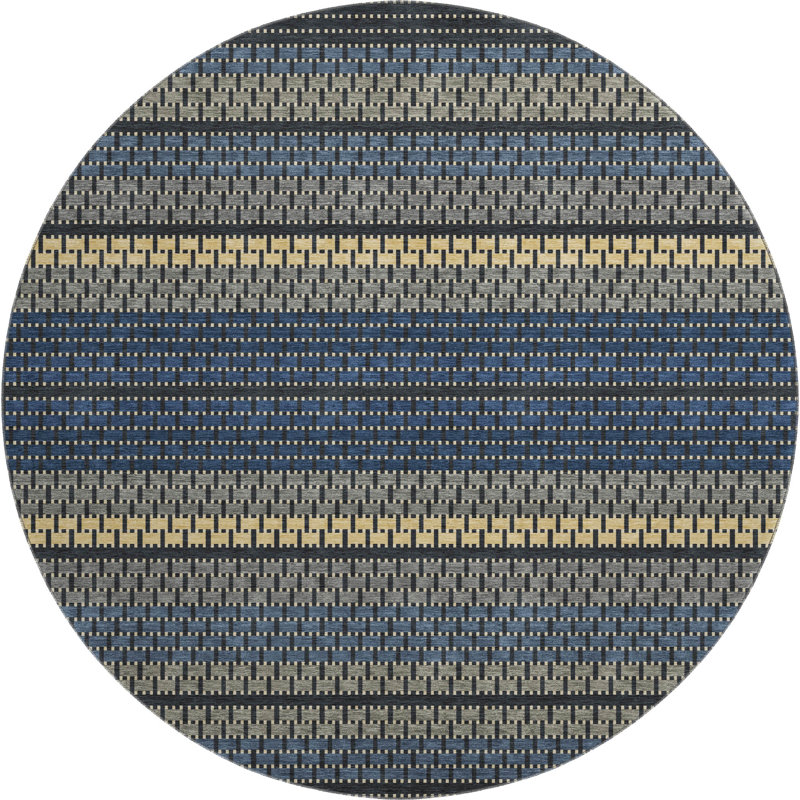 Premium Machine Washable Mayfield AMF2427 Striped Rug, Navy, 8' Round