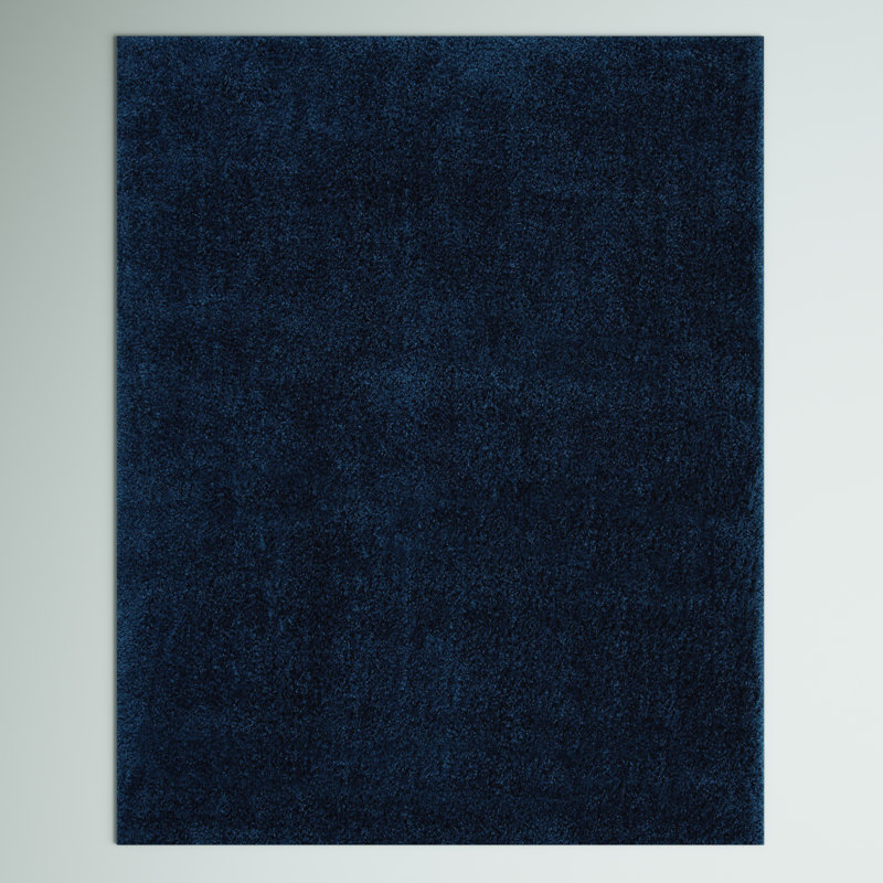 Tapis à poil long bleu marine Aeryn, Rectangle 6 pi x 9 pi