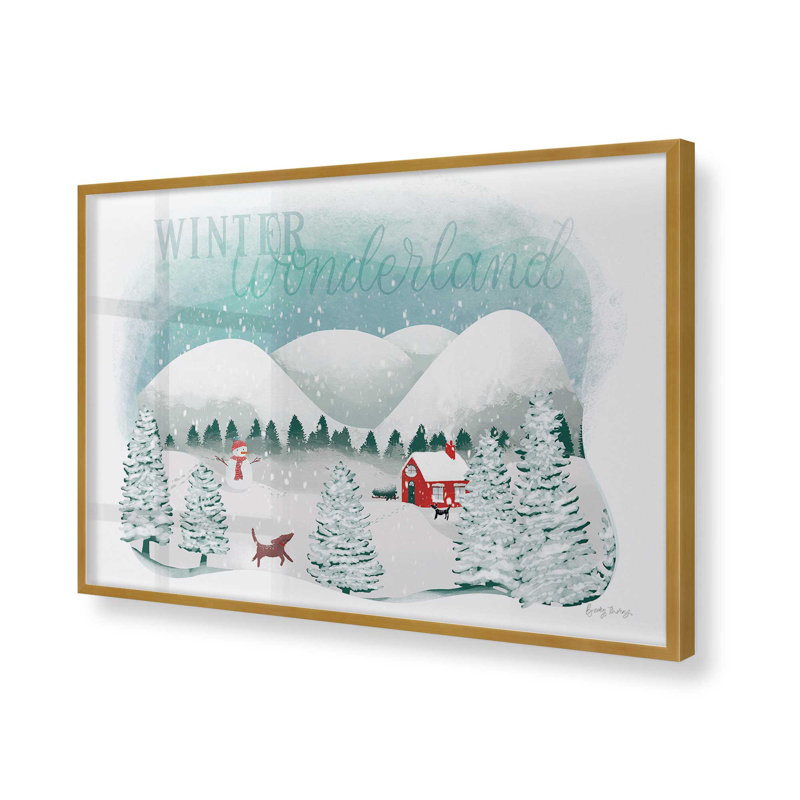 Rustic Winter Wonderland, reproduction encadrée, Cadre simple en or poli, H 19,25 po x l 25,25 po x P 1,25 po