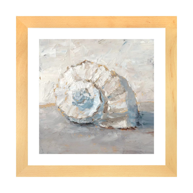 " Blue Shell Study III " by Ethan Harper, 24" H x 24" W x 1" D, Natural Wood Framed Paper, White