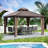 Kozyard Caesar Gray Double Roof Hardtop Gazebo with Privacy Curtain and Mosquito Netting-112230734-112230761-90576956