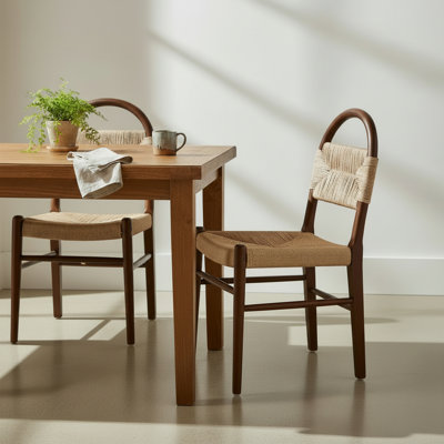 Luma Modern Farmhouse Woven Rubberwood Dining Chair with Handcrafted Paper-Cord Seat by Red Barrel Studio