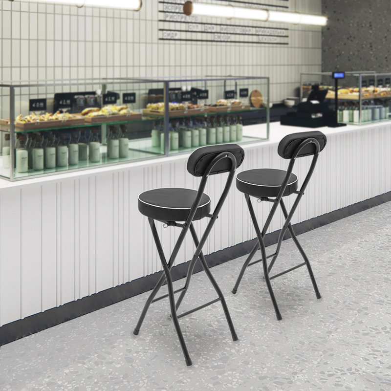 2PCS Folding Stool  High Chairs, Black