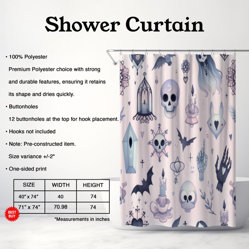 Sweet Dark - 1 Piece Standard Shower Curtain, 74"H x 71"W