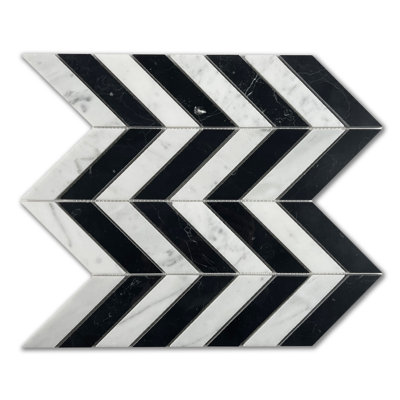 Carreau de mosaïque en marbre à chevrons 12 po x 12 po
