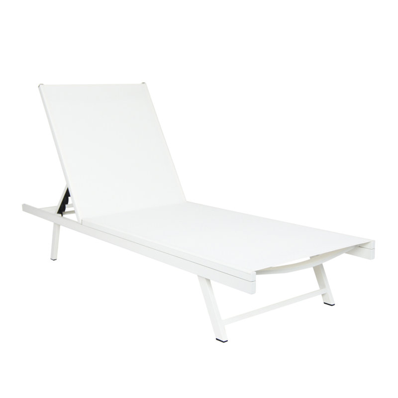 Repose-pieds pour l'extérieur - maille blanche, structure de chaise de soleil en maille de fabrication en aluminium rouille, légère et pour la détente