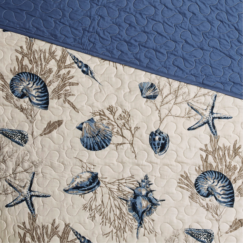 Ensemble de courtepointe en microfibre brossée avec coussins décoratifs bleu