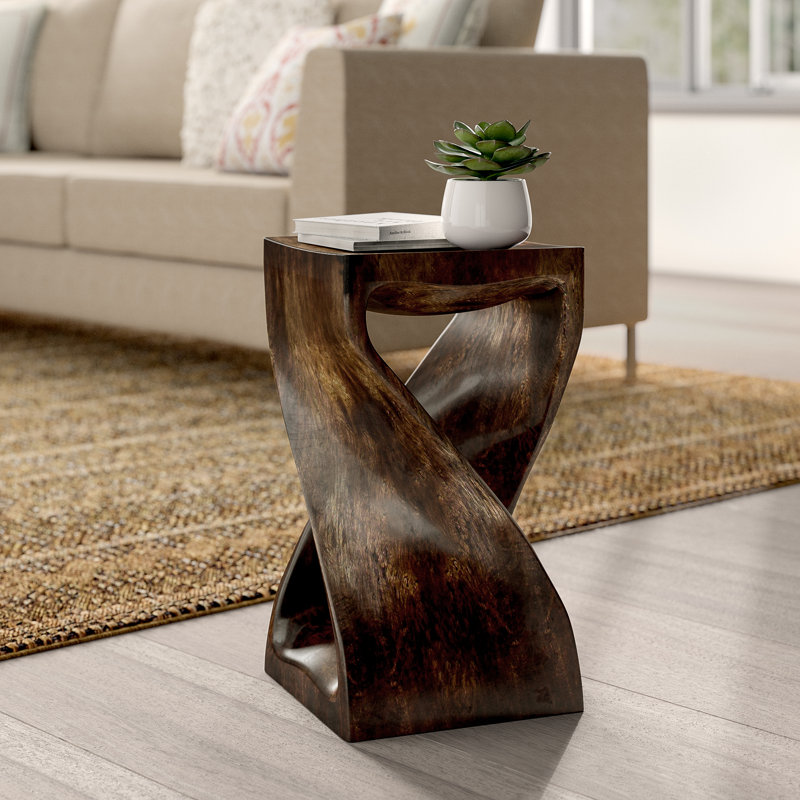 Chandi Solid Wood End Table, Mocha, 18" H x 10" W x 10" D