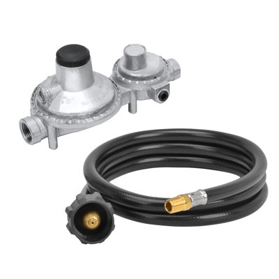Vertical Two Stage Propane Regulator with 5 Ft Propane Hose, QCC/Type 1×1/4" Male NPT