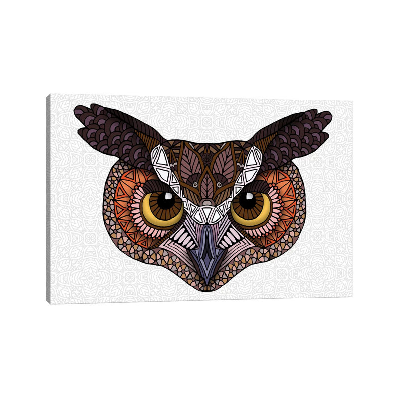 Great Horned Owl Head - Light by Angelika Parker - Wrapped Canvas Print, 20.32cm H x 30.48cm W x 1.905cm D