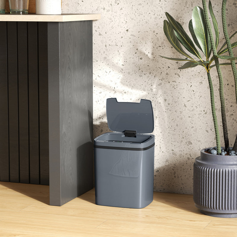 Plastic Motion Sensor, Touch Top Kitchen Trash Can - 15L, Grey