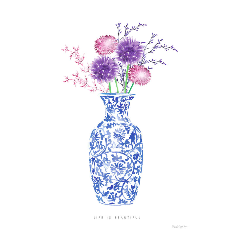 Bouquet chinois, fleurs, floral, blanc, mauve, rouge, rose, bleu, Life Is Beautiful, H 24 po x l 36 po x P 1,5 po