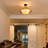 3-Light Natural Rattan Semi Flush Mount Light
