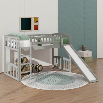 Twin-Size Loft Bed Accentuated By A Thrilling Slide Feature