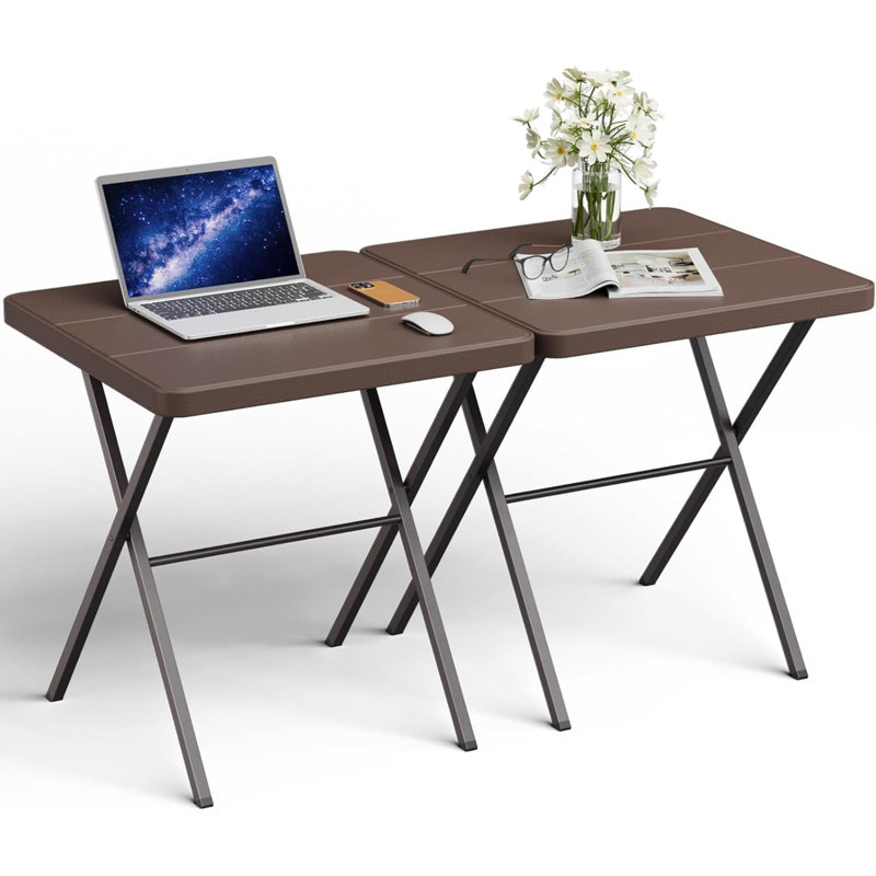 Ensemble de 2 tables pliantes, table carrée pliable portable sans assemblage, table de patio de camping en plein air pour l'intérieur, table de pique-nique pour la cour, espace de camping