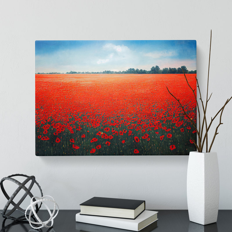 Heartwarming Poppy Field Flowers - Wrapped Canvas, 50cm H x 76cm W x 3cm D