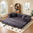 78" King Size Convertible Sleeper Sofa Bed With 2 Pillows, Corduroy Folding Mattress Couch, No Assembly Required , Floor Sofa Lounge Couch For Living Room Small Spaces-88160510