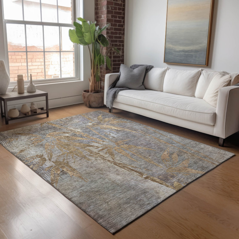 Tapis botanique intérieur / extérieur lavable à la machine Bernadette ACN2222, Rectangle 10 pi x 14 pi