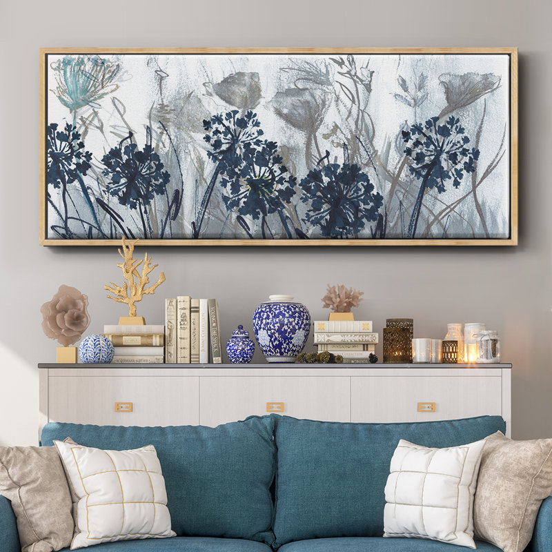 Indigo Field- Framed Canvas
