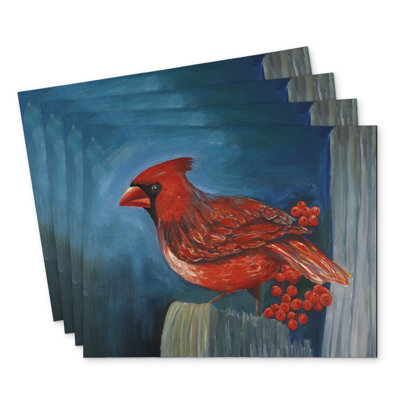 Redbreast Bird Polyester Roksanda Set of 4 - Home Decor