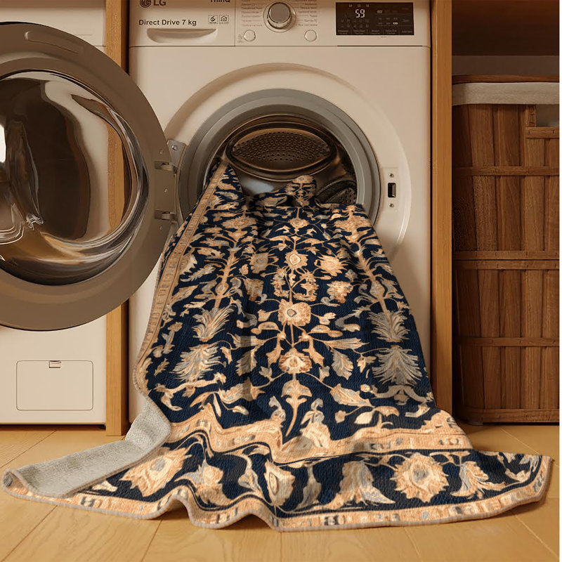 Tapis brun lavable à la machine, Carré 7 pi