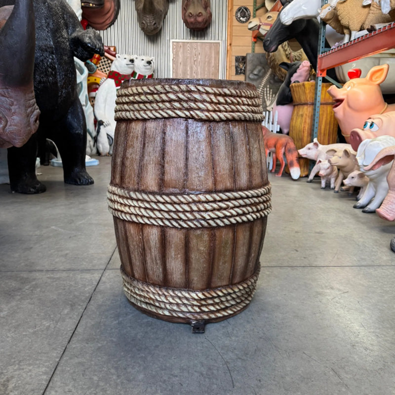 Barrel With Rope Life Size Statue