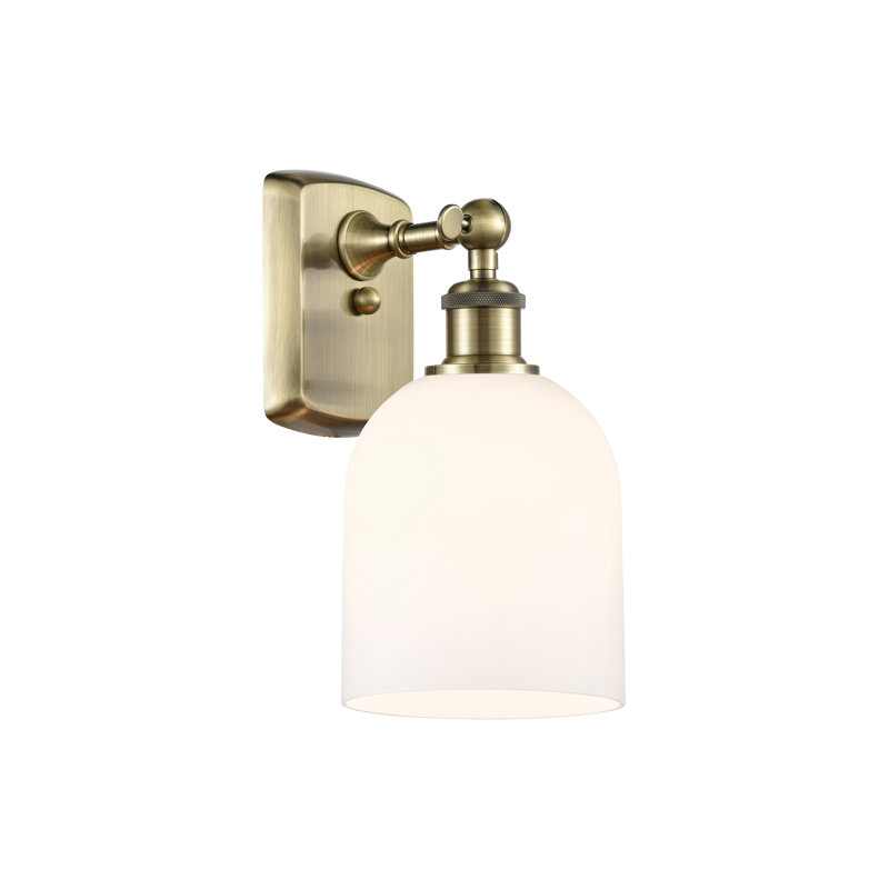 Anacaren Steel Armed Sconce, Glossy White, Antique Brass