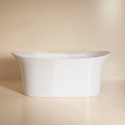 Cascade 66" Double Slipper Soaking Freestanding Bathtub In Glossy White, Drain Included