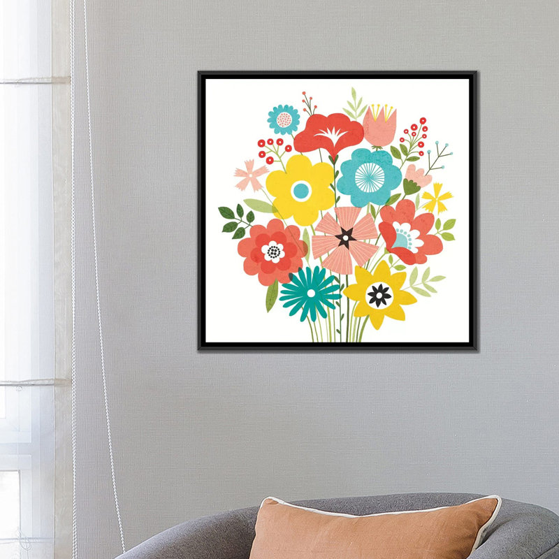 « seaside bouquet iv », reproduction d’impression sur toile, H 37 po x l 37 po x P 1,5 po, Toile avec cadre noir
