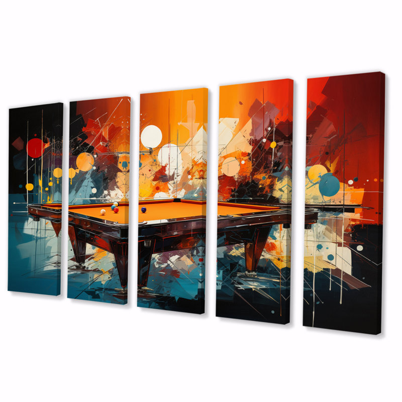 Billard Vibrant Break II sur toile, 5 pièces