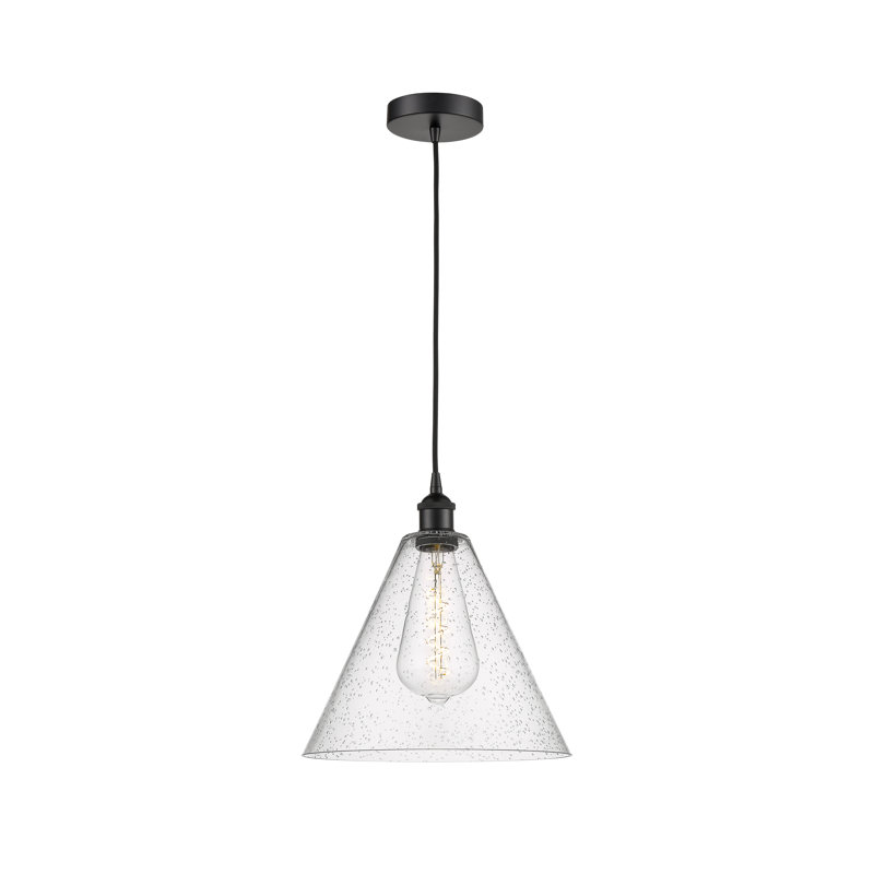 Luminaire suspendu conique à 1 lumière Bluford, Noir mat