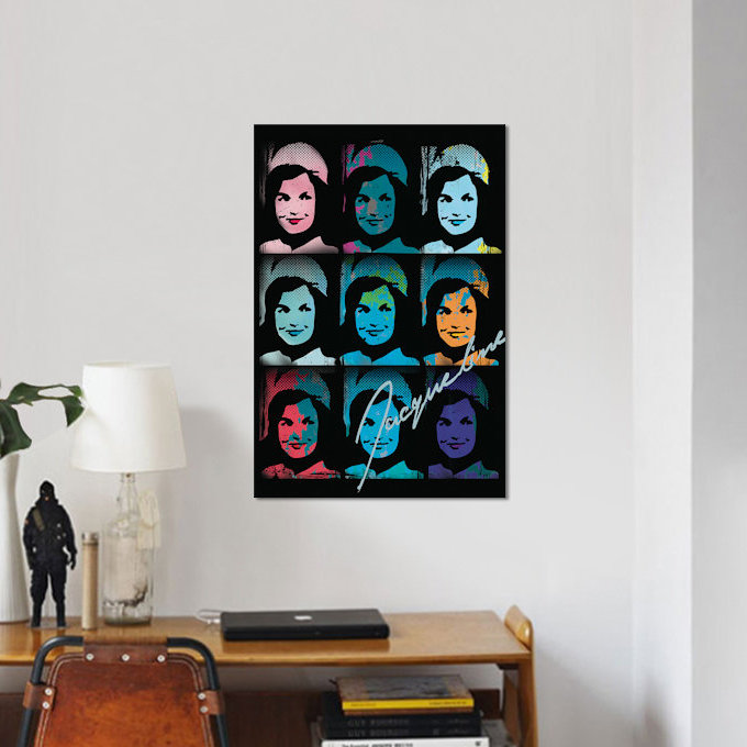 «Jacqueline Kennedy Onassis Pop Art Collage», reproduction d'impression sur toile, H 24 po x l 16 po x P 1 po, Blanc