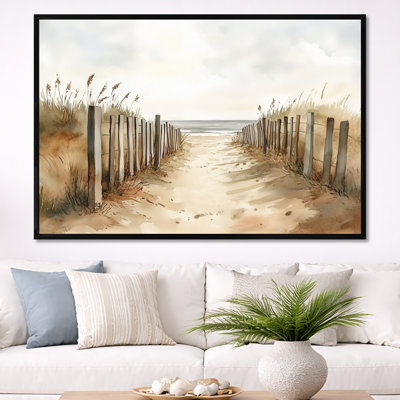 Chemin de Windward Beach II - Décoration murale encadrée représentant des dunes de sable sur toile