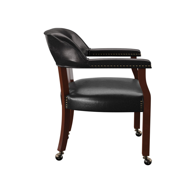 Tournament Arm Chair w/Casters, Black Leather
