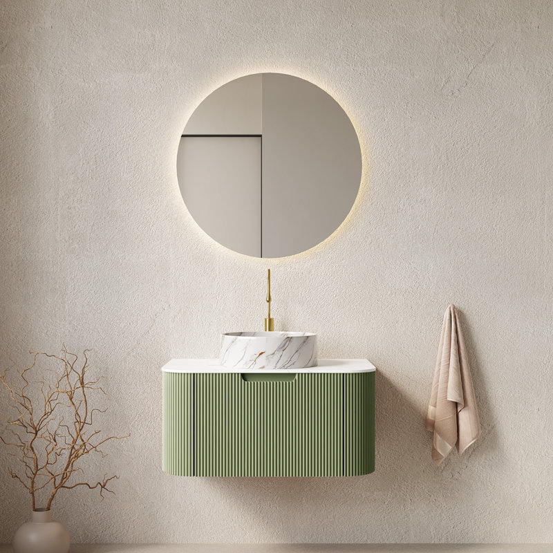 Meuble-lavabo mural avec lavabo, 30", Vert clair
