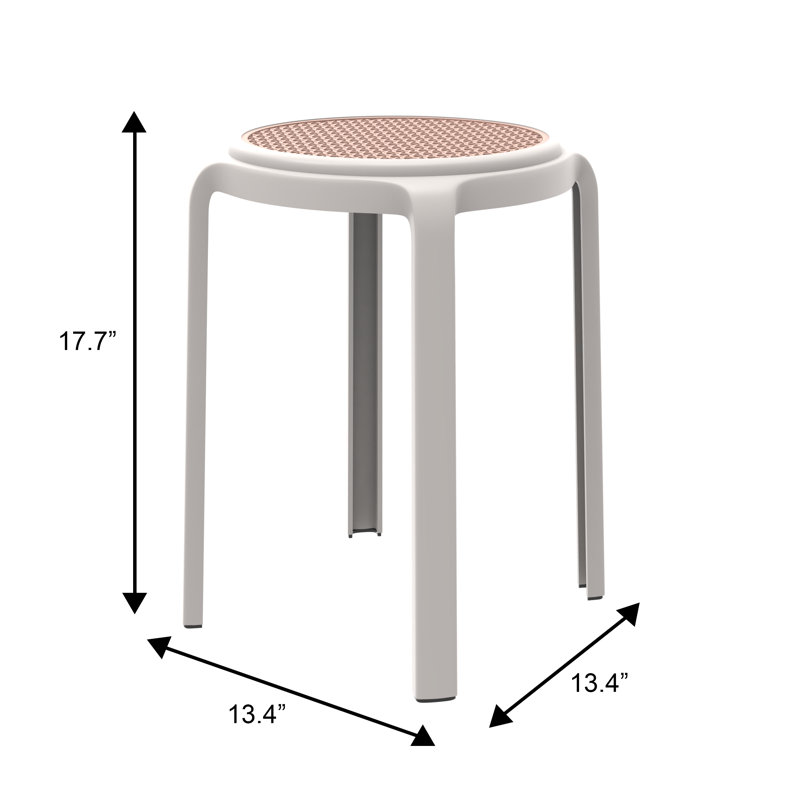 Tabouret rond en plastique empilable Alysoun, Blanc