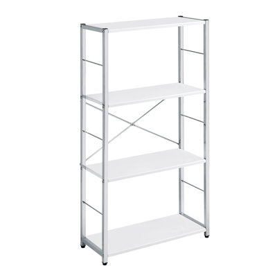 Bibliothèque blanche et chrome à 4 niveaux